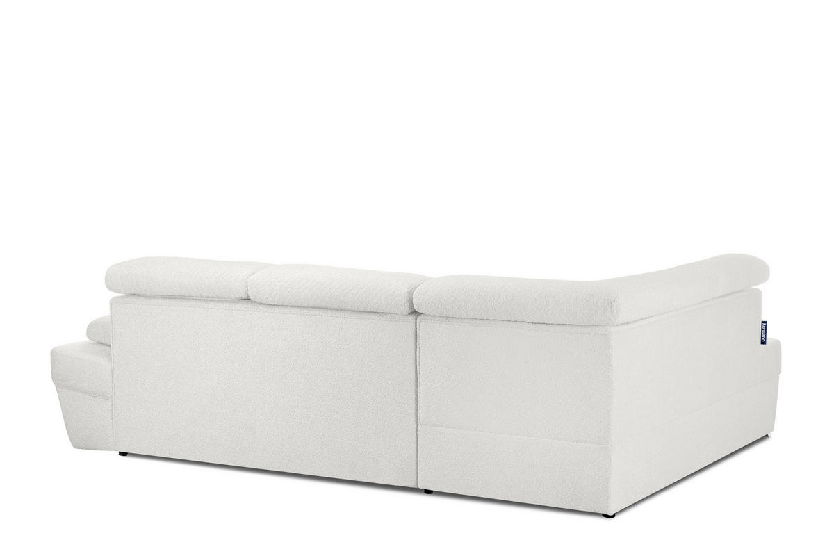 SCHLAFECKSOFA RATLO links 4/5-Sitzer mit Bettkasten, Cremeweiß - Silberfarben/Creme, Textil (270/190cm) - KONSIMO®