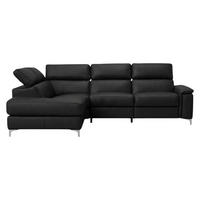 ECKSOFA Avenger Echtleder Schwarz - Schwarz, Leder/Metall (224/81/271cm)