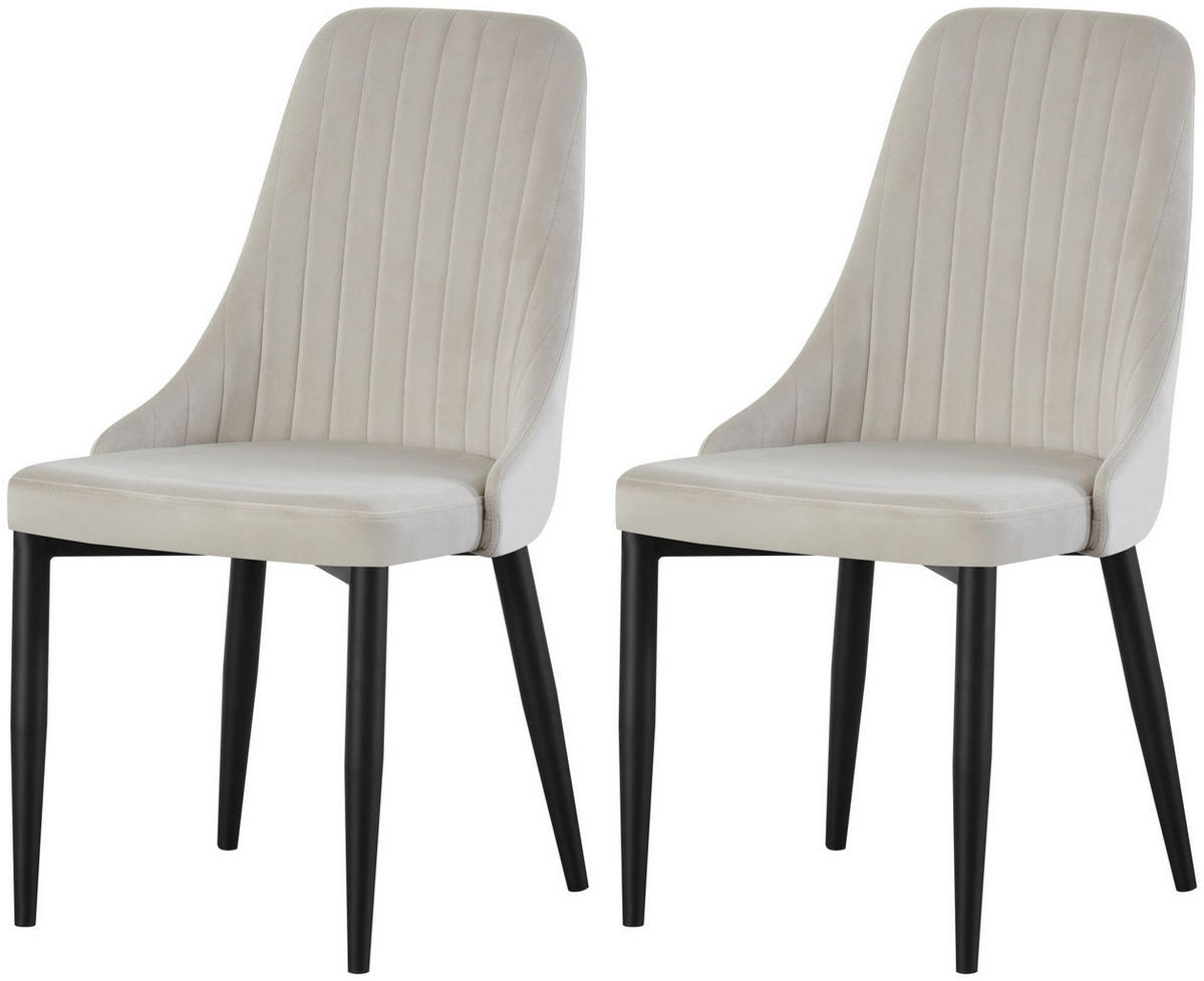 STUHL Claudia creme 2er Set - Creme/Schwarz, Textil/Metall (44/88/58cm) - Xonox