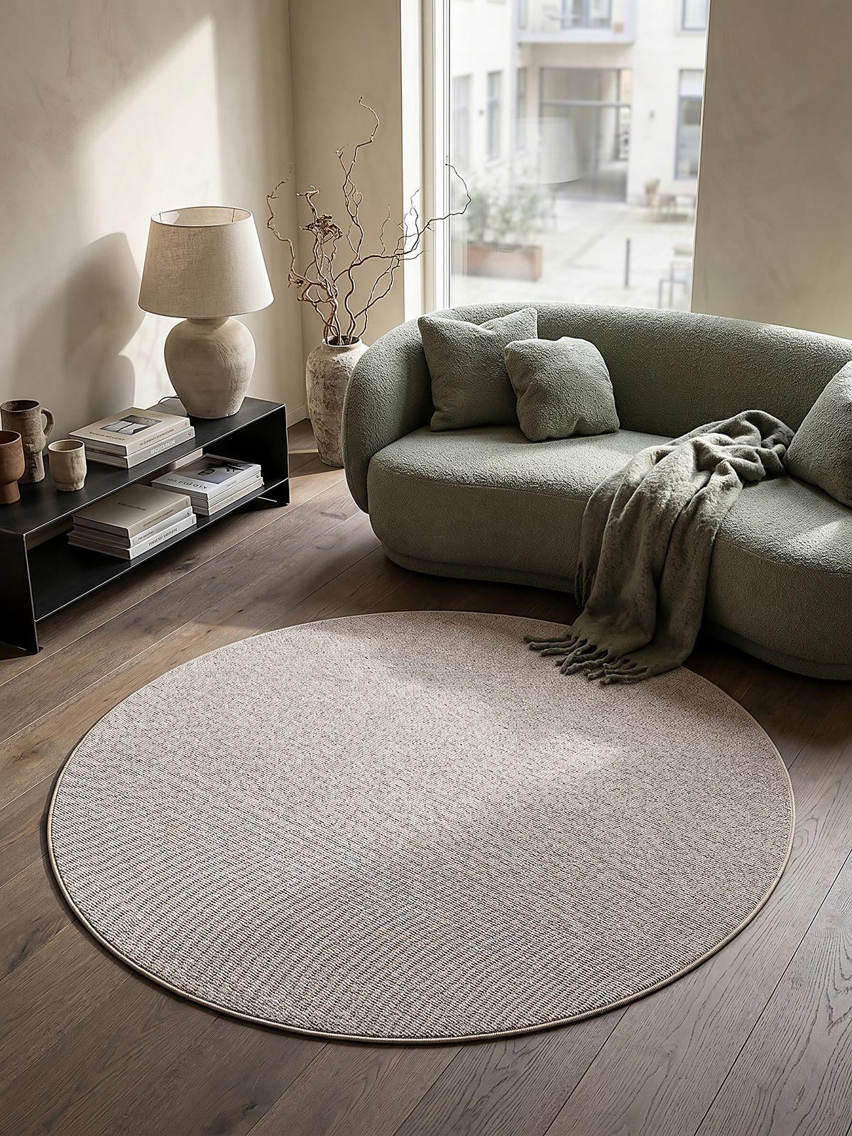 TEPPICH Niederflor Uni COLFOSCO Polypropylen Beige 133 x 133 cm - Beige, Textil (133/133cm) - KADIMA DESIGN
