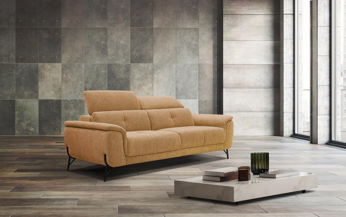 SOFA AVENA 3-Sitzer, orange - Orange, Holzwerkstoff/Textil (204/80/108cm) - Courtois Laville