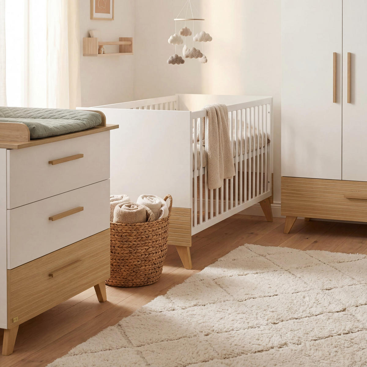 WICKELKOMMODE Theo - Eichefarben/Weiß, Holz/Holzwerkstoff (110/98/75cm) - Roba