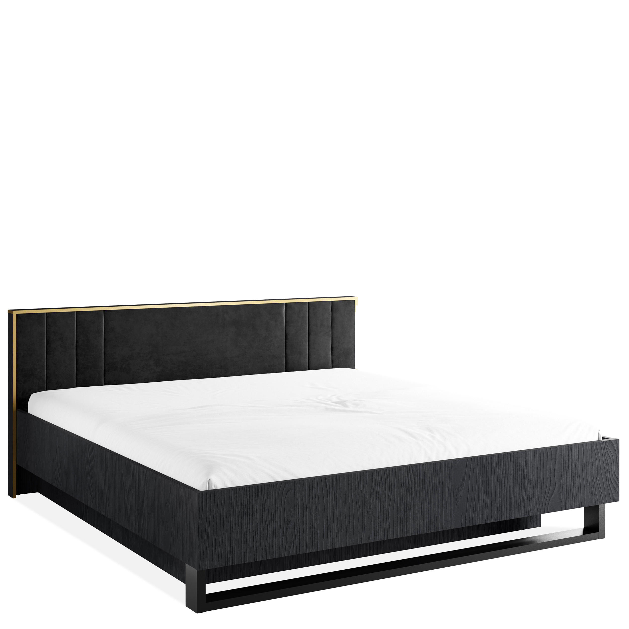 BETTGESTELL VIDIS Doppelbett mit Bettkasten - Schwarz, Holzwerkstoff (180/200cm) - KONSIMO®