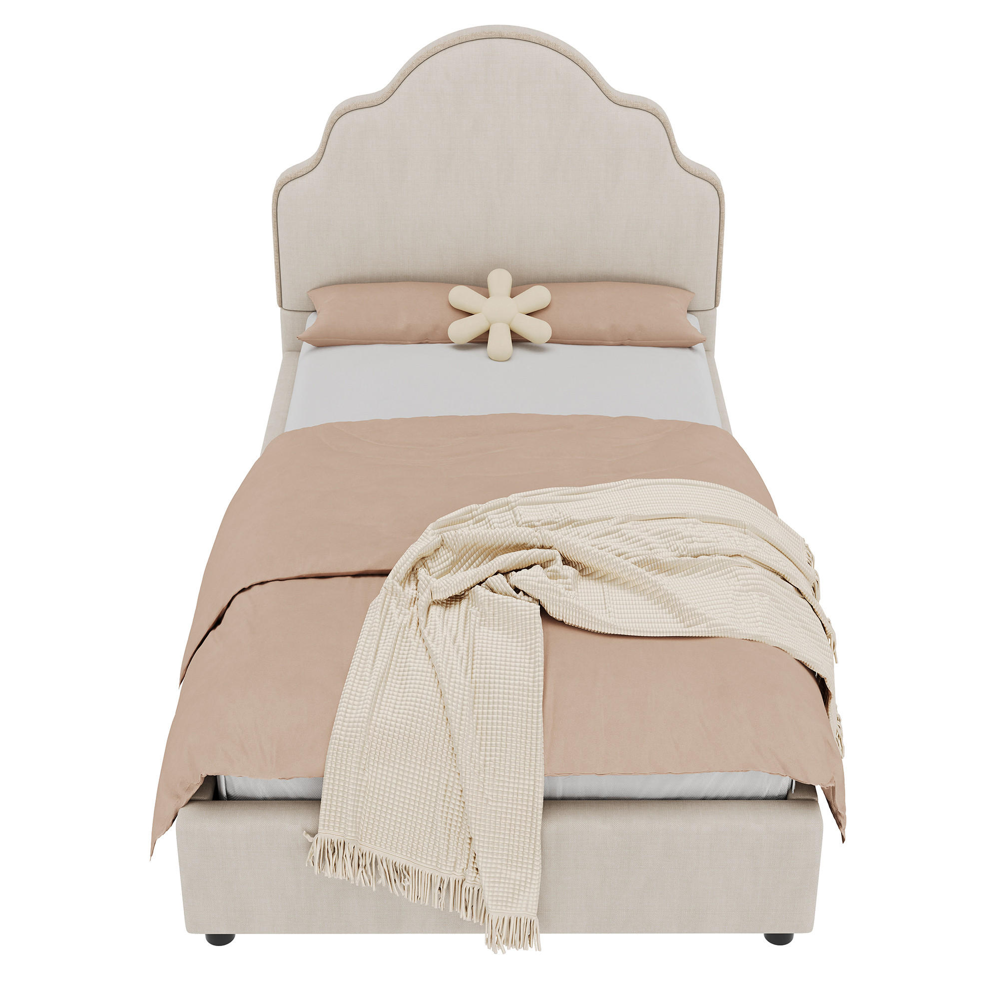 POLSTERBETT 90x200cm Kinderbett Leinen Beige Kopfteil - Beige, Naturmaterialien (90/200cm) - FLIEKS