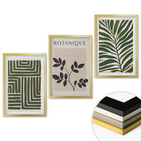 WANDBILDER 3er Set - 40x60 cm Goldrahmen - Botanischer Boho-Minimalismus - Goldfarben, Kunststoff (40/60cm) - ArtPrintCave