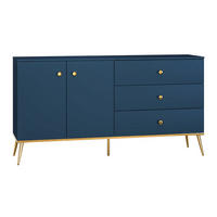 SIDEBOARD Marine dunkelblau / gold 160 / 40 / 85cm - Blau/Dunkelblau, Holz/Holzwerkstoff (160/85/40cm) - Feldmann-Wohnen