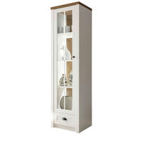 VITRINE weiß Pinie, Eiche hell Landhaus, Vitrinenschrank 50 x 198 cm - Eichefarben/Anthrazit, Holzwerkstoff/Metall (50/198/43cm) - Furn.Design
