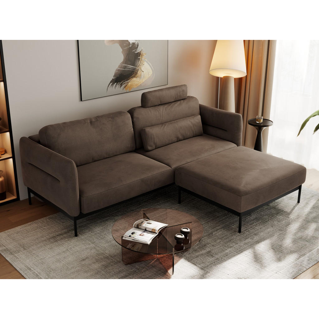 Thumbnail - MKS Schlafsofa, Braun, Textil, 3-Sitzer, L-Form, 221x82x193 cm, Oeko-Tex®, Wohnzimmer, Sofas & Couches, Schlafsofas