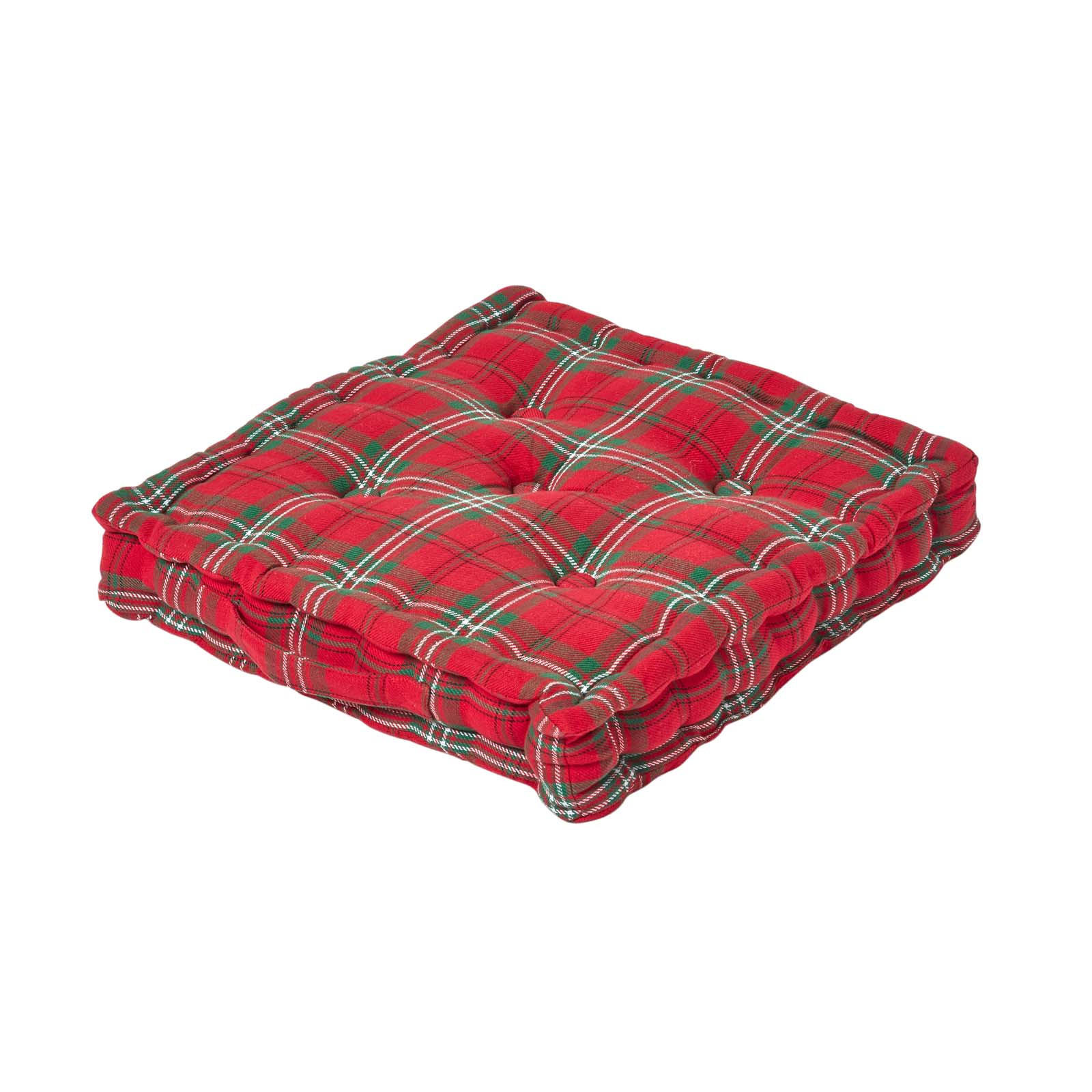 SITZKISSEN Karo rot-grün 40/40/8 cm - Rot, Textil (40/40/8cm) - Homescapes