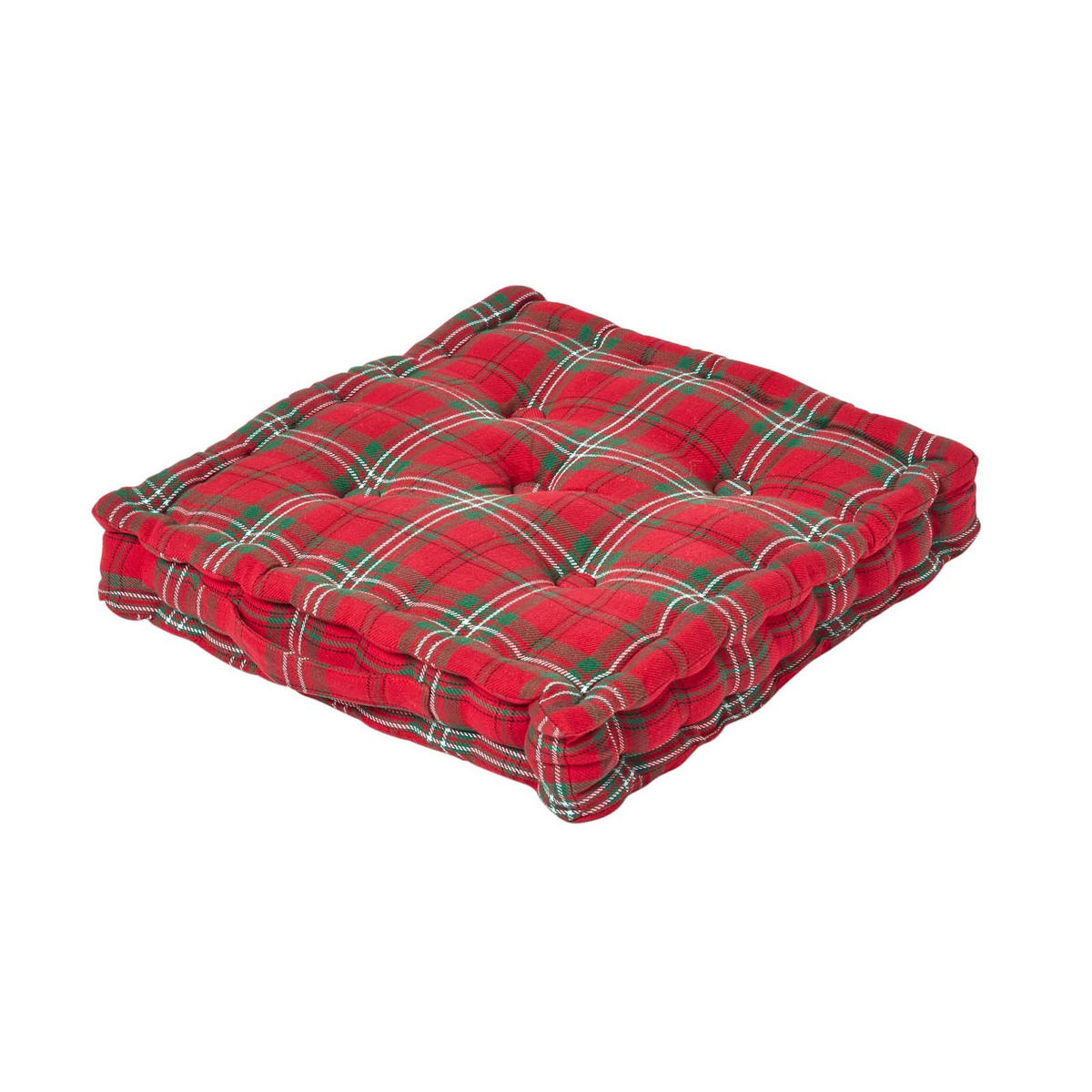 SITZKISSEN Karo rot-grün 40/40/8 cm - Rot, Textil (40/40/8cm) - Homescapes