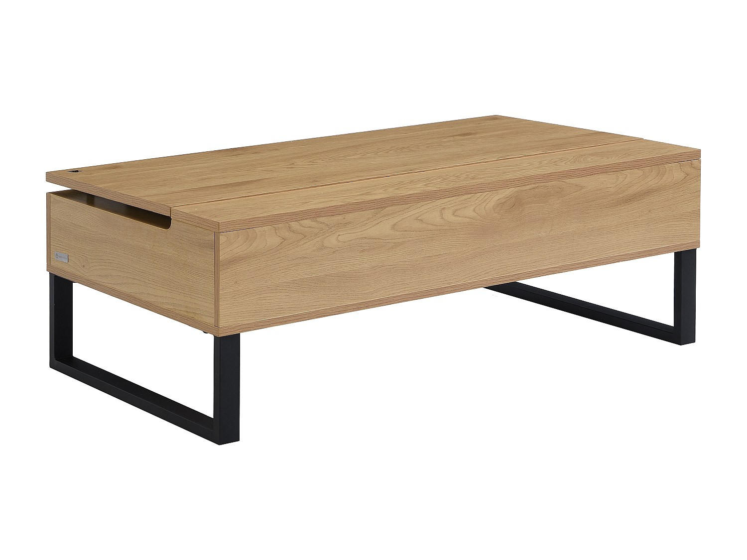 COUCHTISCH mit höhenverstellbarer Tischplatte - MDF & schwarzer Stahl - Holzfarben - SECALI - Naturfarben, Holz (110/60/38cm) - Vente-Unique