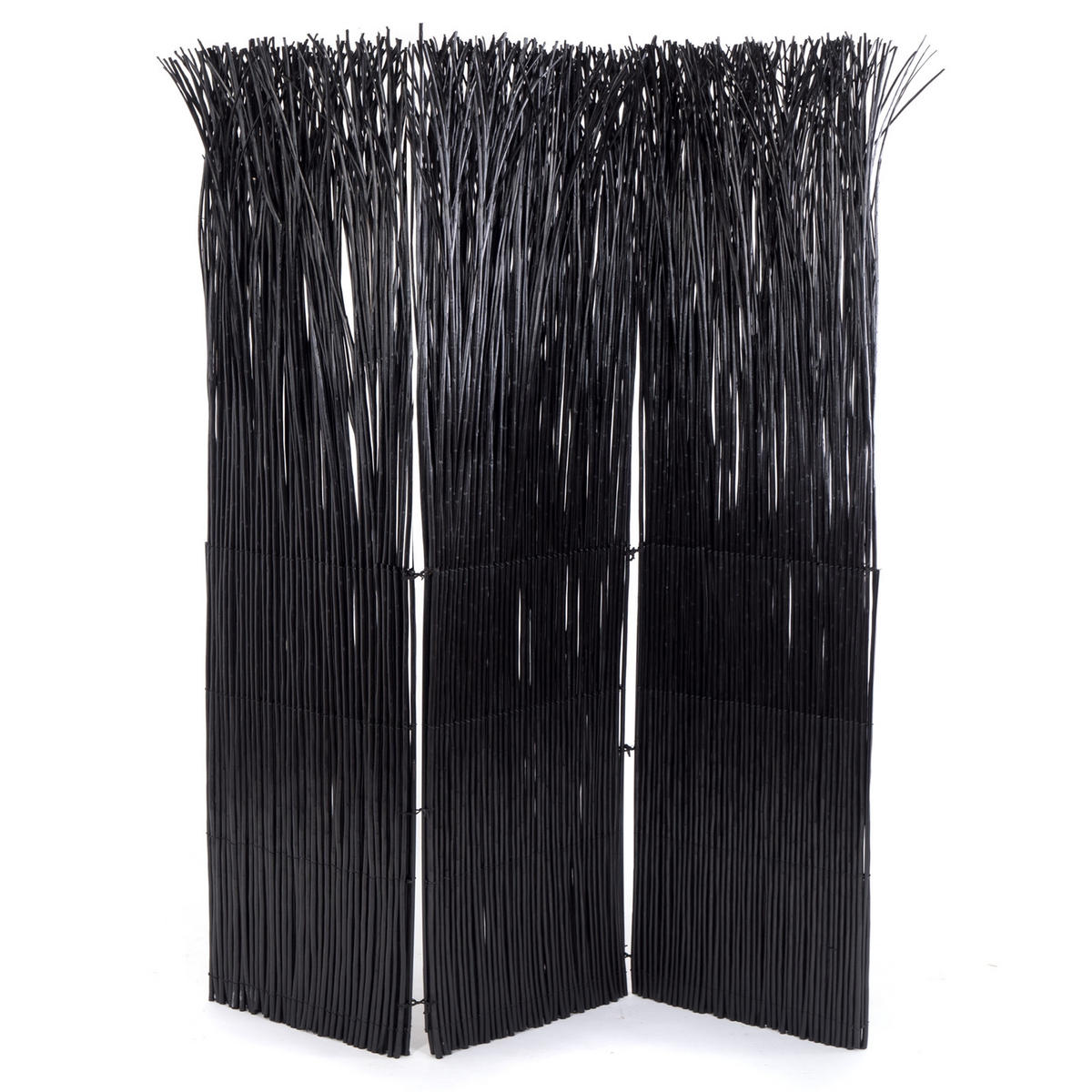 RAUMTEILER Nature 3-tlg. Weidenholz schwarz - Schwarz, Naturmaterialien (120/165/3cm) - DESIGN DELIGHTS