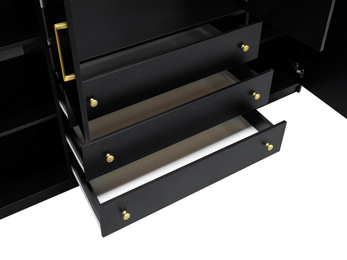 KLEIDERSCHRANK - 196 cm x 58 cm - Holz, Platte - Schwarz LIZANDRO - Schwarz, Holz (196/200/58cm) - Vente-Unique