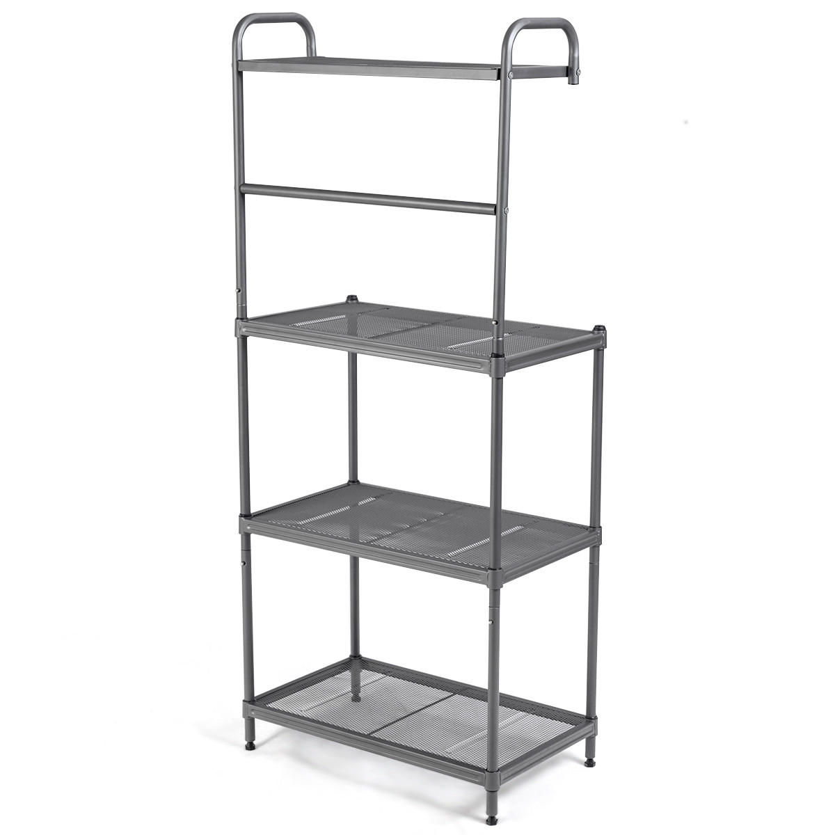 KUCHYNSKÝ regál Regál na mikrovlnnú rúru Šedý - sivá, kov (59/136/34cm) - COSTWAY