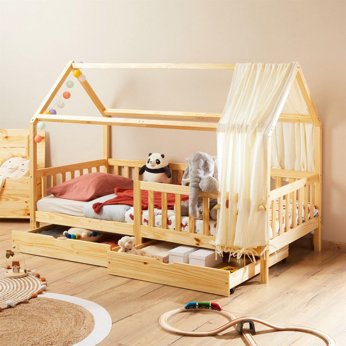 HAUSBETT NUNA 90X200 CM - Naturfarben, Holz (96/145/207cm) - IDIMEX