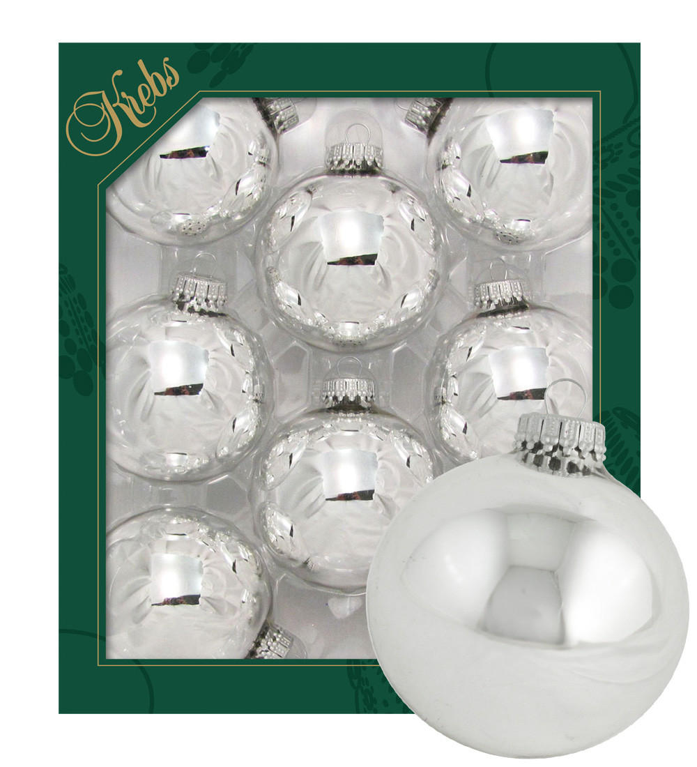 CHRISTBAUMKUGELN Uni-Design Theresia Silberfarbig 7cm (Glas / 8 Stk.) - Silberfarben, Glas (7/7/7cm) - Krebs Glas Lauscha