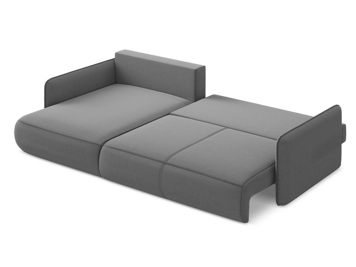 ECKSOFA mit Schlaffunktion Samt Stoff Grau - Schwarz/Grau, Kunststoff/Textil (148/240cm) - Makamii