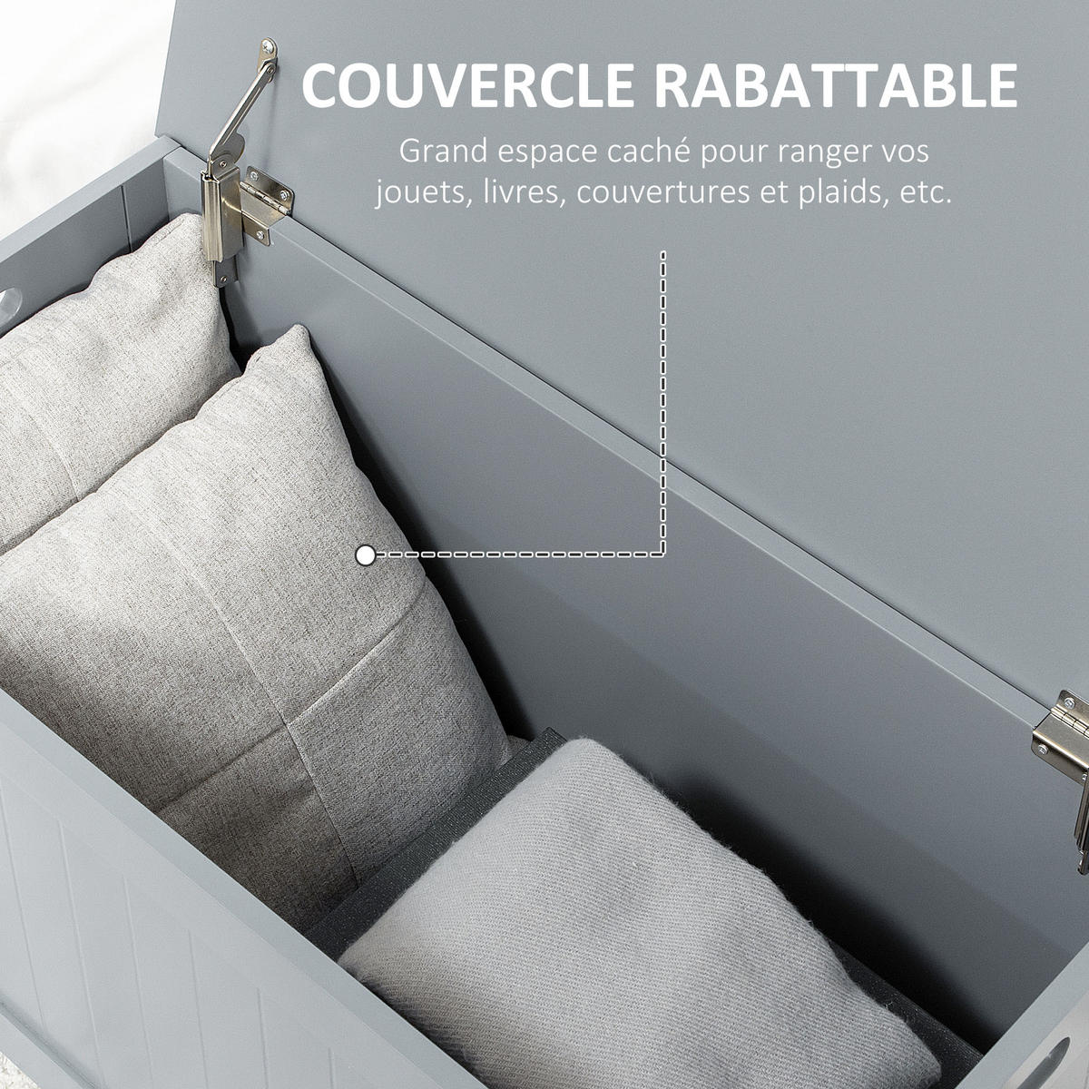 KISSENBOX DE-12548 mit Sicherheitsschanieren Grau - Grau, Holzwerkstoff (40/46/81cm) - ComfortXL