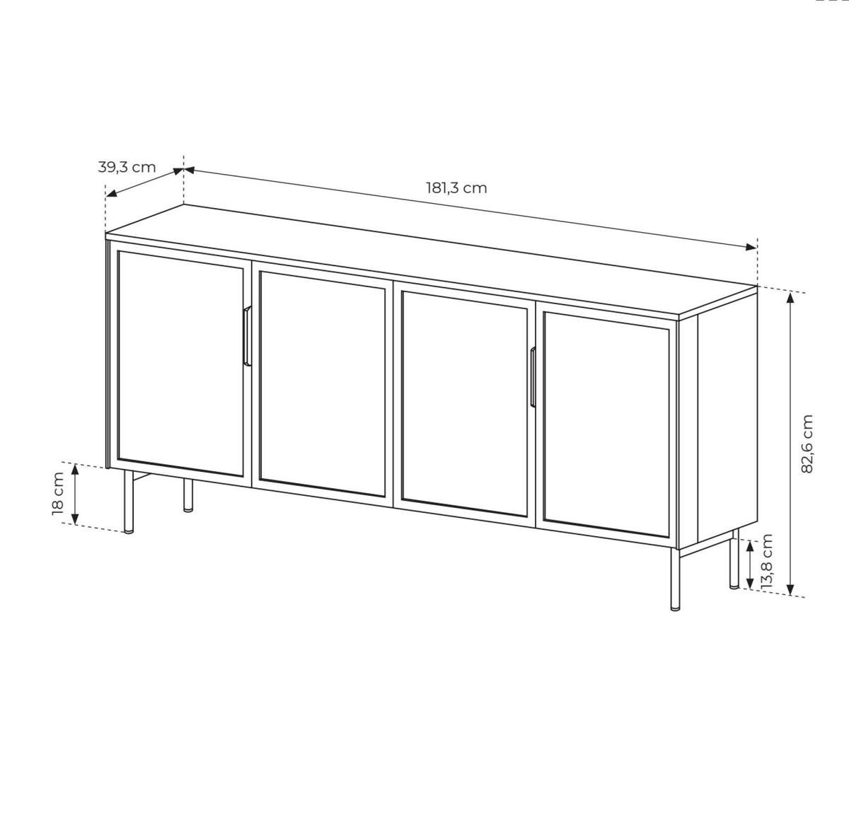 SIDEBOARD LUMI Beige 181x39x83 cm - Beige, Holzwerkstoff (181/83/39cm) - FURNLUX