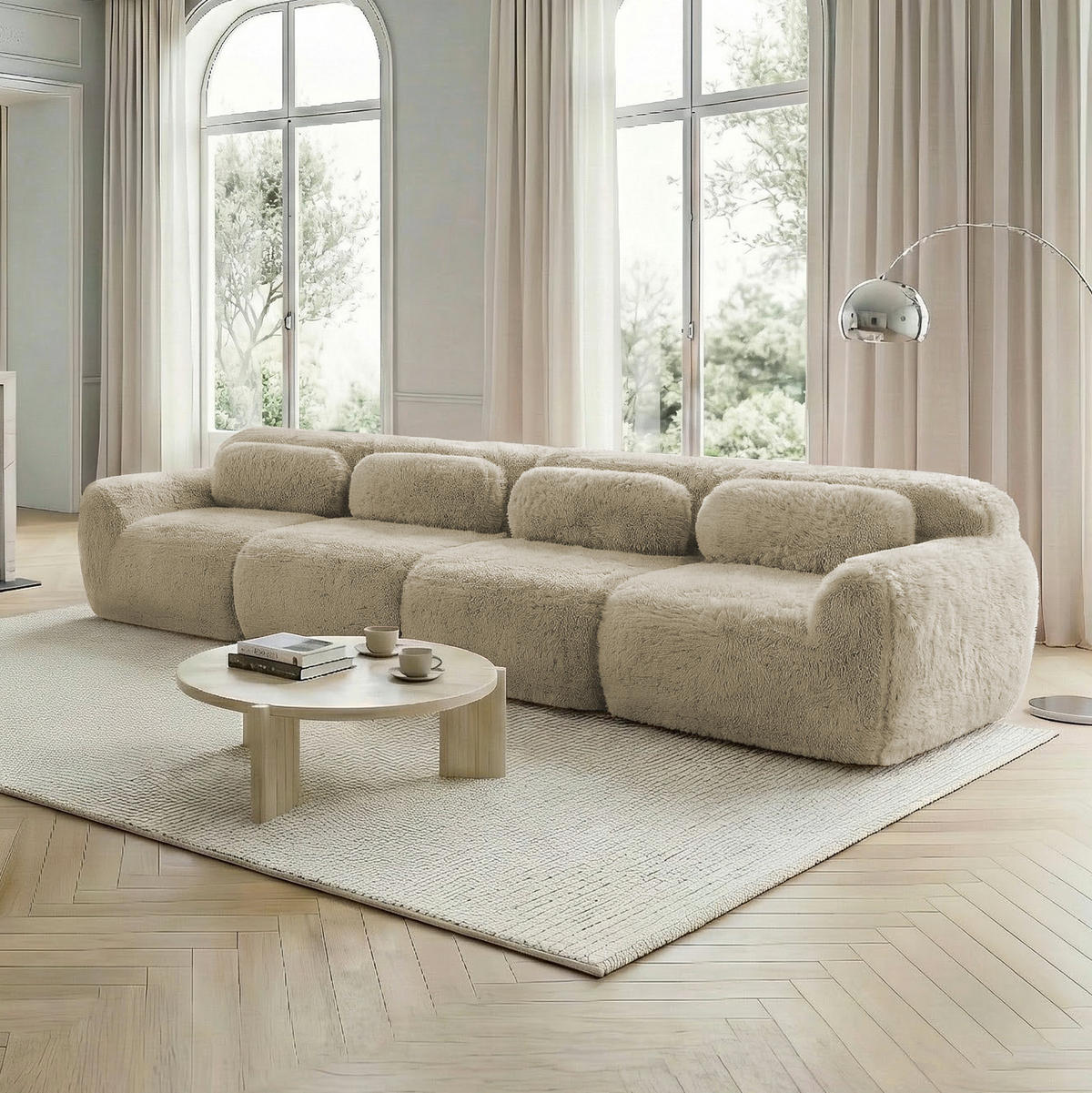 SOFA modular Plush Light Khaki - Beige, Kunststoff (104/73/378cm) - Meubliv
