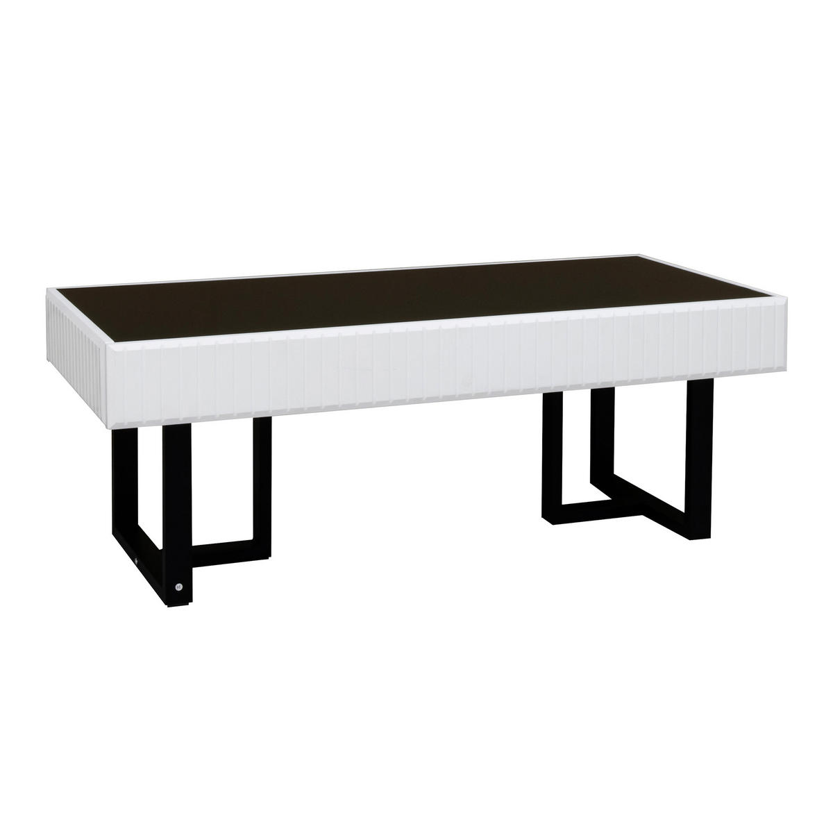 COUCHTISCH in Schwarz-Weiß Wohnzimmertisch mit moderner Tischplatte für stilvolle Einrichtung, B110/T50.5/H41cm - Schwarz/Weiß, Holzwerkstoff/Metall (50.5/110/41cm) - STILVORA