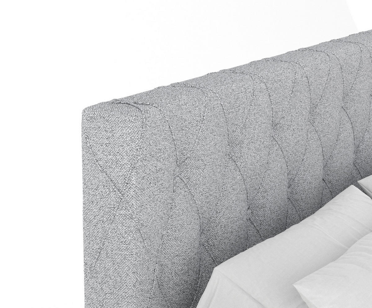 BOXSPRINGBETT Otus Hellgrau 200/200 cm mit Latex-Topper - Silberfarben/Hellgrau, Holz/Holzwerkstoff (200/200cm) - Maison de Reve