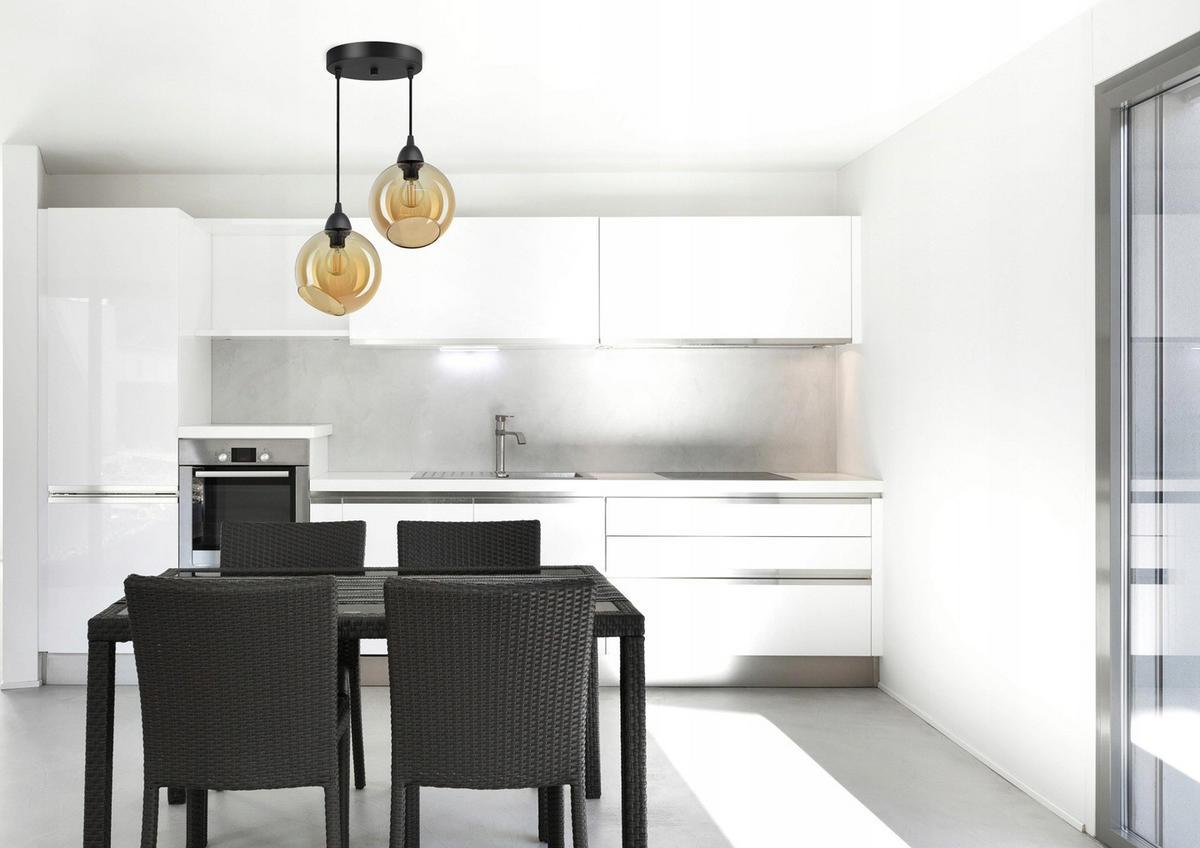 PENDELLEUCHTE Kogel - Transparent/Schwarz, Glas/Metall (30/30/80cm) - kiki design
