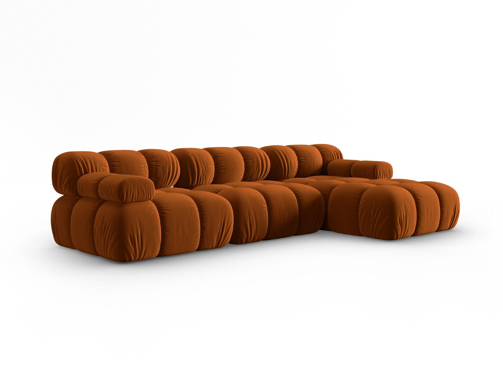 MODULARES-ECKSOFA rechts Bellis aus Samt terrakotta 4 Sitzplätze - Terra cotta, Textil (122/285cm) - Micadoni