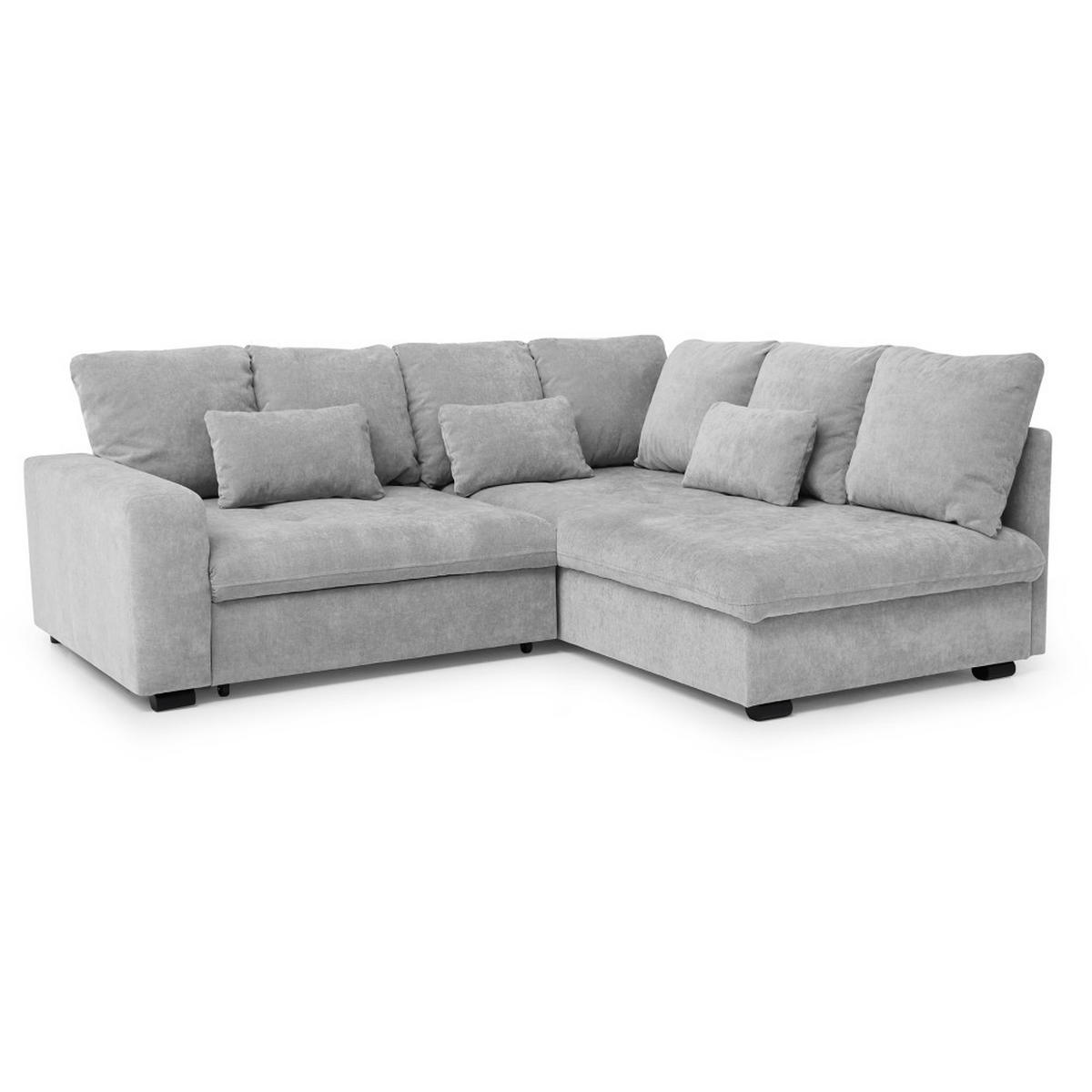 ECKSCHLAFSOFA Ramo mit Bettkasten, Topper gratis, Hellgrau, rechts - Hellgrau/Schwarz, Textil (229/190cm) - Beautysofa