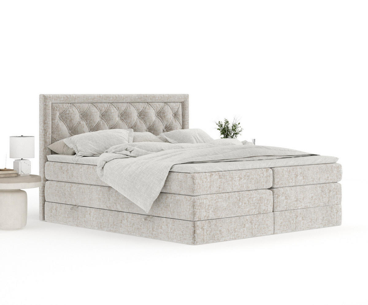BOXSPRINGBETT Aurelia Beige 180/200 cm - Beige/Schwarz, Holz/Holzwerkstoff (180/200cm) - Maison de Reve