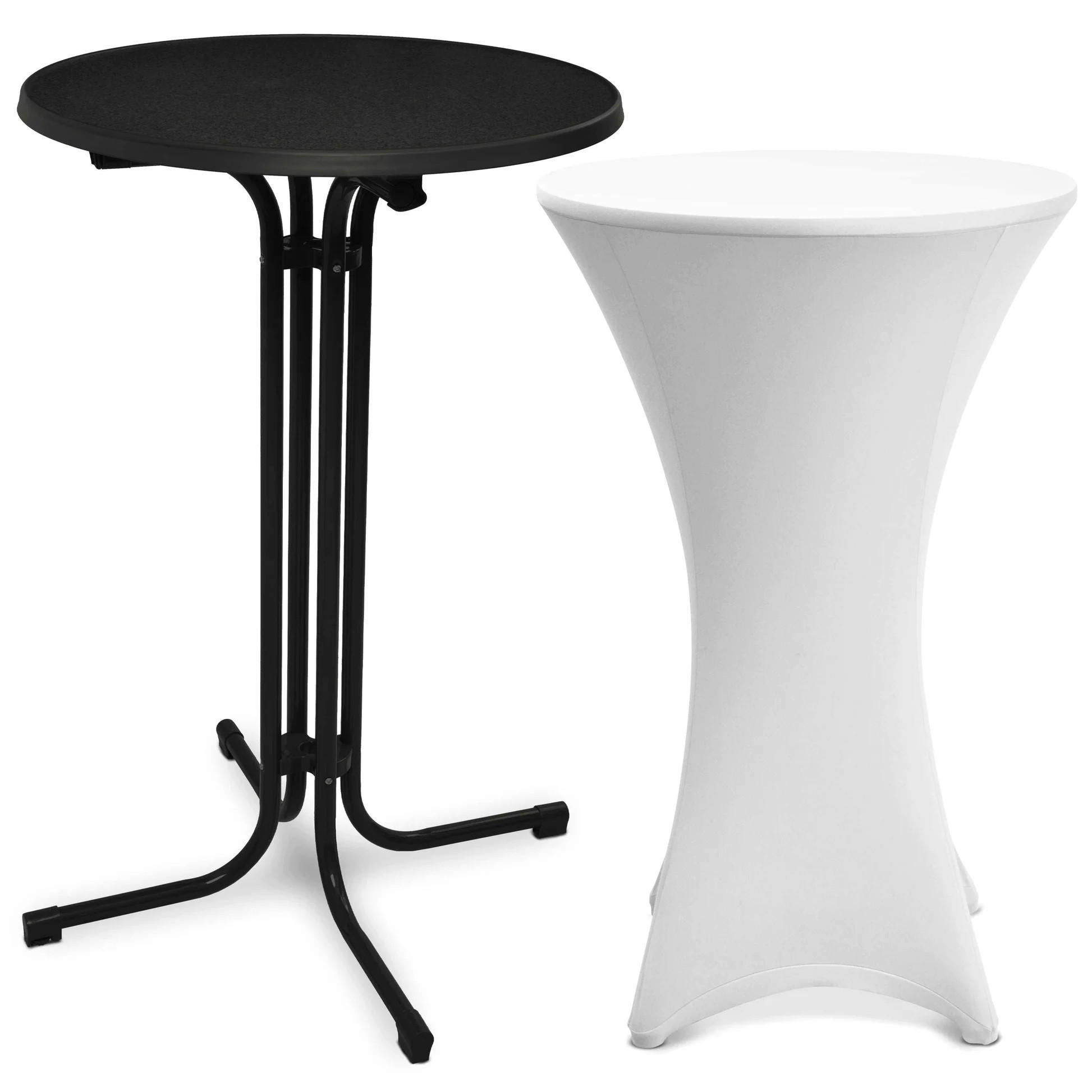 STEHTISCH Bellini Ø 70cm Schwarz mit Stella Stehtischhusse Ø 70cm Weiß - Schwarz/Weiß, Textil/Metall (70/70/110cm) - Beautissu 