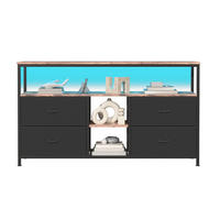 TV Lowboard LED 137x30x77 cm, Metall Holz, Schwarz - Schwarz, Metall (137/77/30cm)