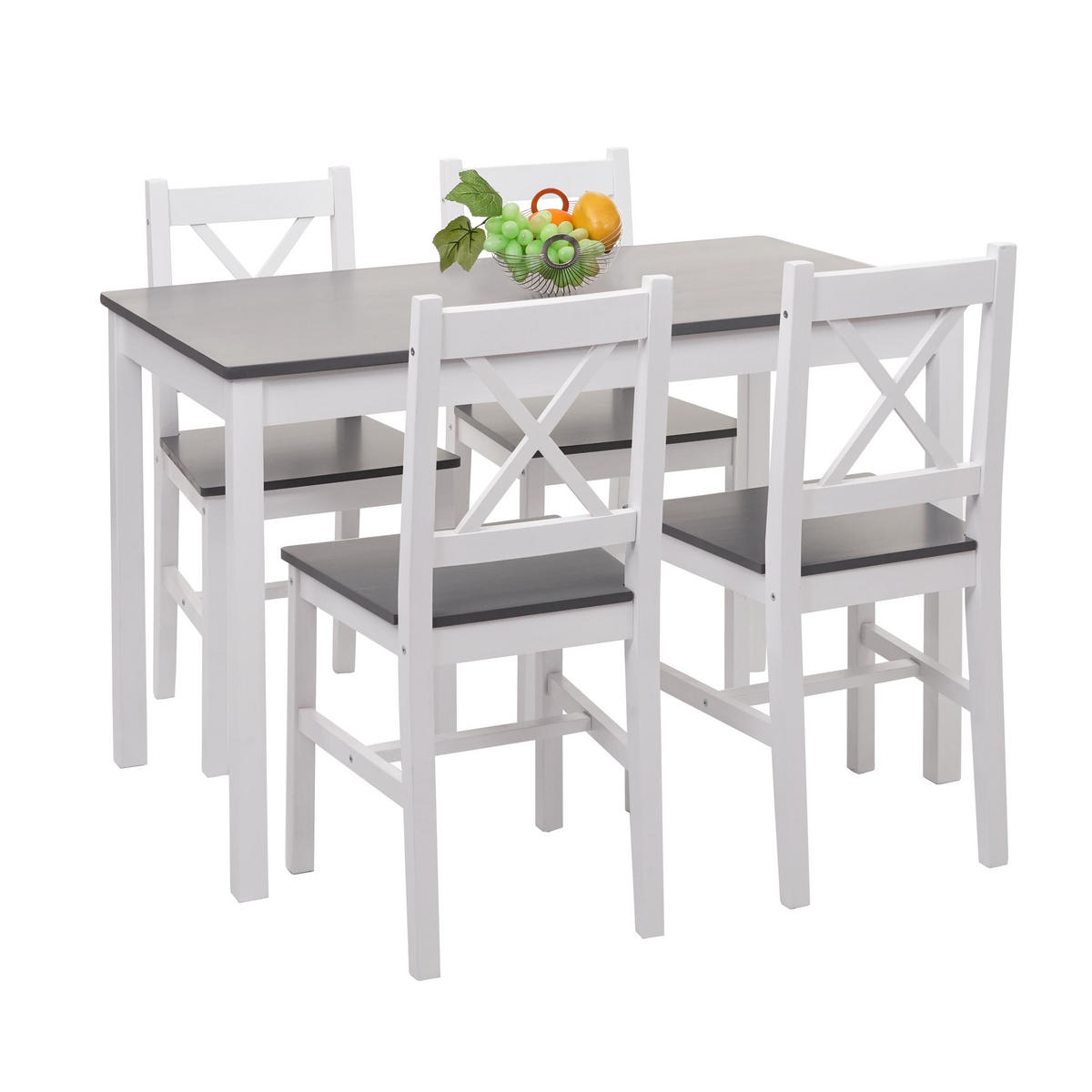 ESSZIMMER-SET Weiß, Grau - Weiß/Grau, Holz (108/86/64cm) - MCW
