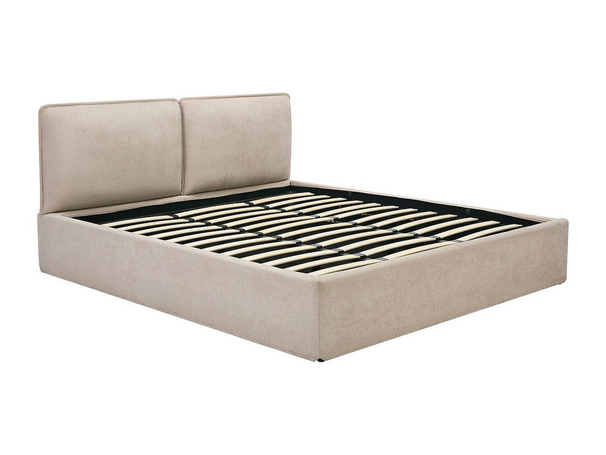 BETT mit Bettkasten - 2 Personen - Stoff - Beige - Beige, Textil (180/200cm) - Vente-Unique