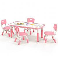 KINDERTISCH mit 4 Stühlen rosa(5-tlg) - Pink, Kunststoff (120/60/60cm) - COSTWAY