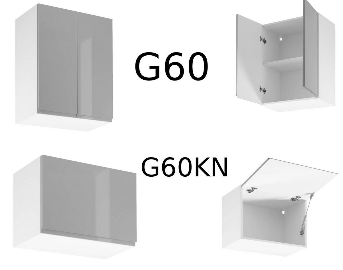 WINKELKÜCHE 320 cm x 200 x 320 cm - Aspen KA19-M320 - in Grau/Hochglanz - Grau, Holz (860/212/58cm)