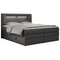 BOXSPRINGBETT GOLD-5 KING LED 160/200 Dunkelgrau Kunstleder - H3 - Dunkelgrau, Holz/Textil (160/200cm) - MKS