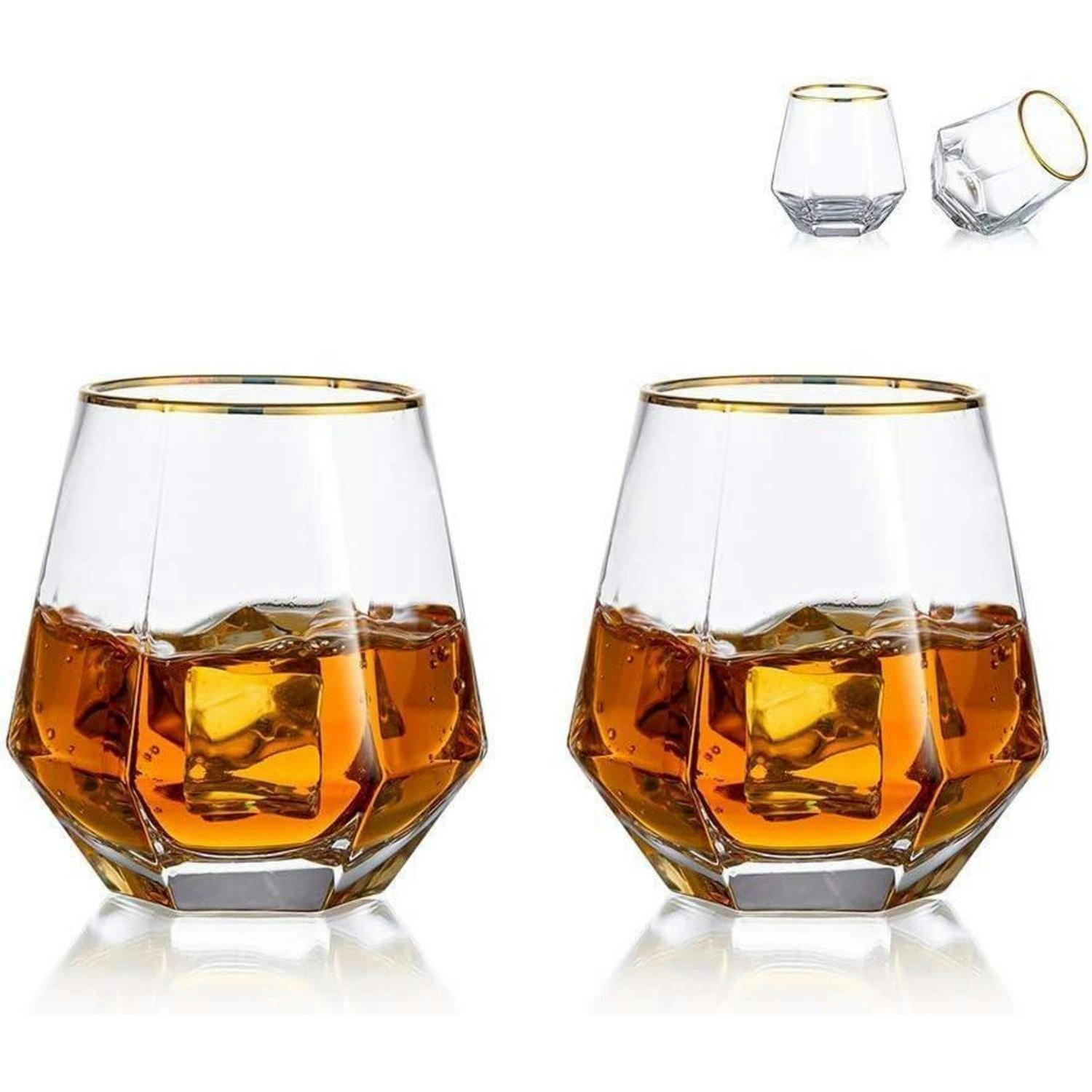 WHISKYGLÄSER 2er-Set mit Goldrand 300 ml - Transparent, Glas (0.3L)