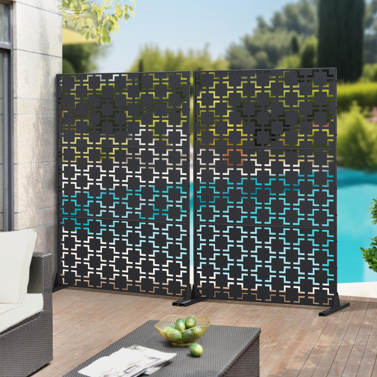 TRENNWAND Basciano - Schwarz, Metall (120/180/40cm) - casa.pro