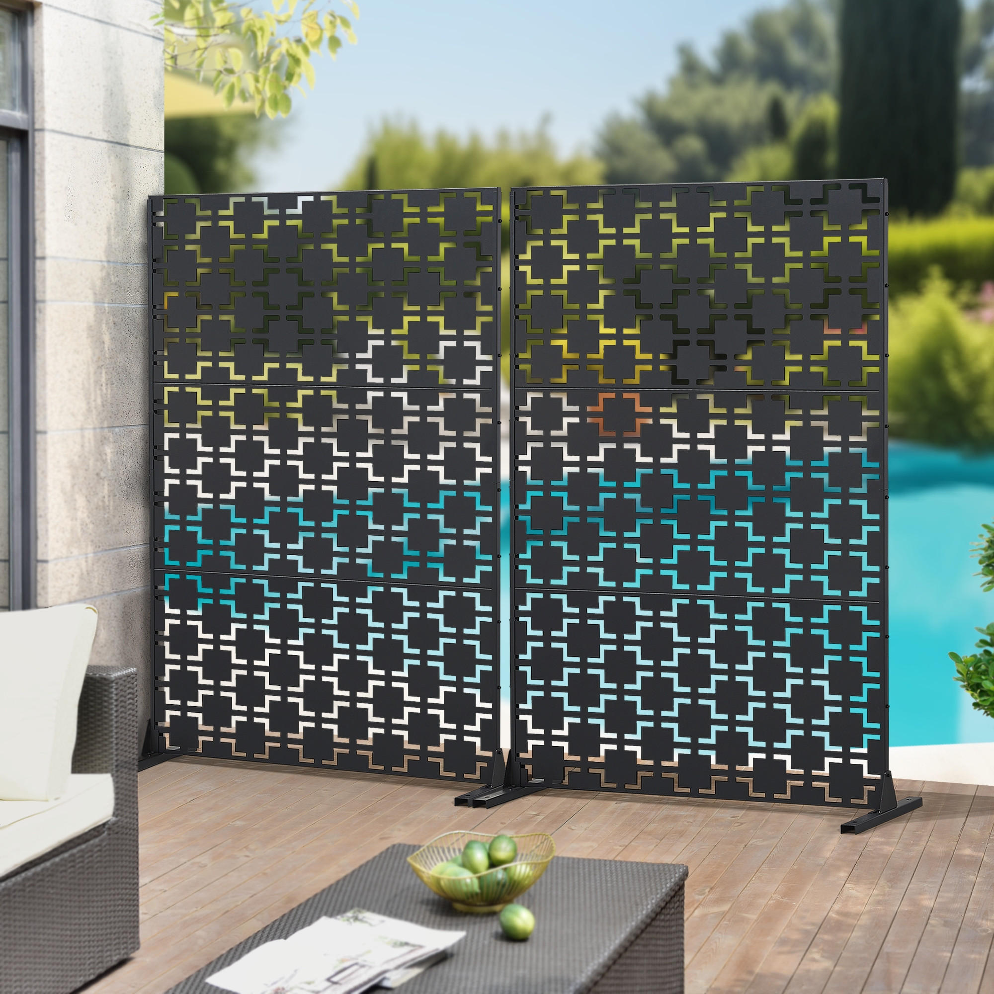 Thumbnail - casa.pro Trennwand, Schwarz, Metall, Rechteckig, 120x180x40 cm, Wohnzimmer, Raumteiler & Paravents, Raumteiler