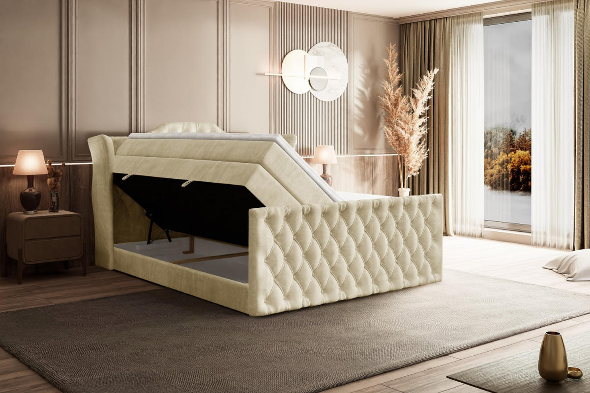 BOXSPRINGBETT VILA-Z KING - 160x200 - H3/H4 - Beige - Beige, Holzwerkstoff (160/200cm) - ALTDECOR