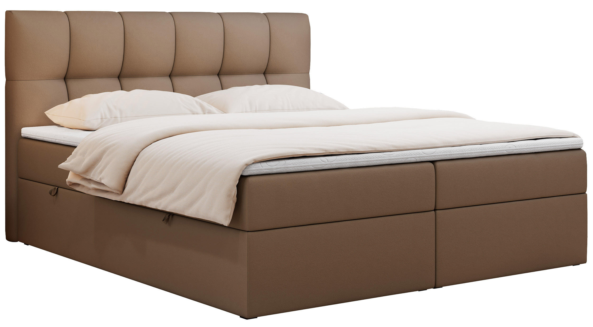 BOXBETT RICO 180/200 Braun Kunstleder - H3 - Braun, Holz/Textil (180/200cm) - MKS