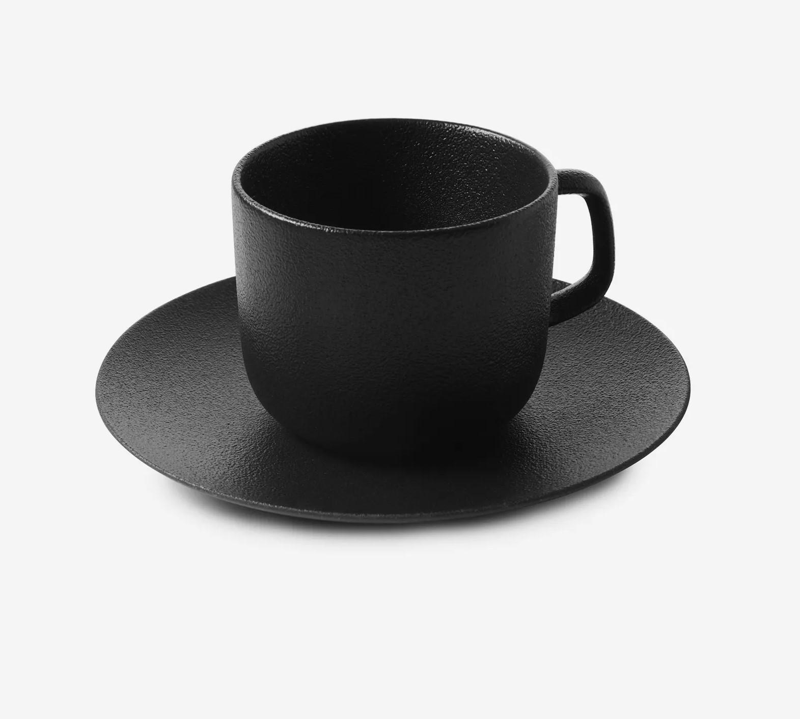 TEETASSE MIT UNTERTASSE EQUINOXE 200 ml in gusseisener optik - Schwarz, Keramik (0.02L) - Revol Porcelaine France
