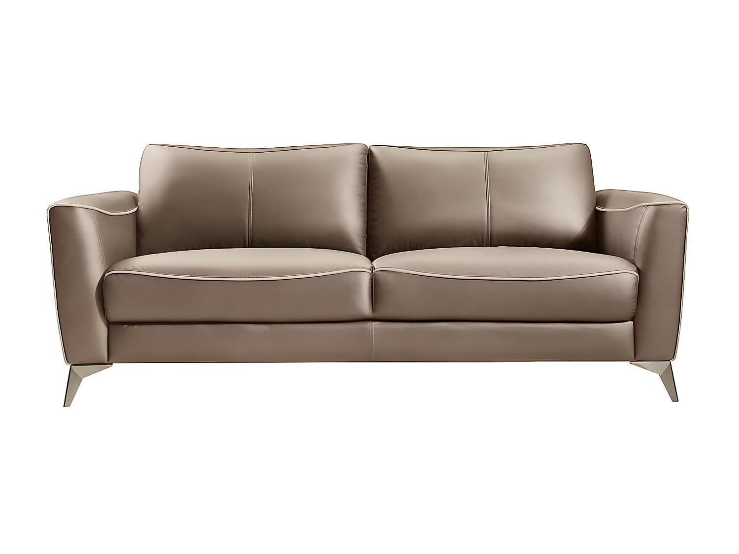 SOFA - 3 Personen - leder - braun Batuco - Braun, Leder/Metall (200/82/86cm) - Vente-Unique