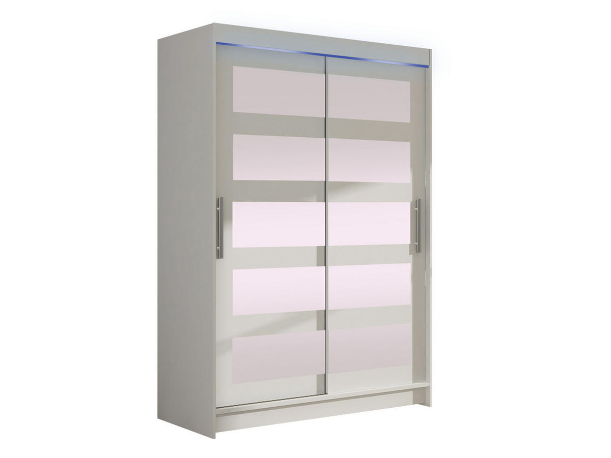 KLEIDERSCHRANK Miami IV, mit RGB LED Beleuchtung - Silberfarben/Weiß, Holzwerkstoff/Kunststoff (120/200/58cm) - MIRJAN24