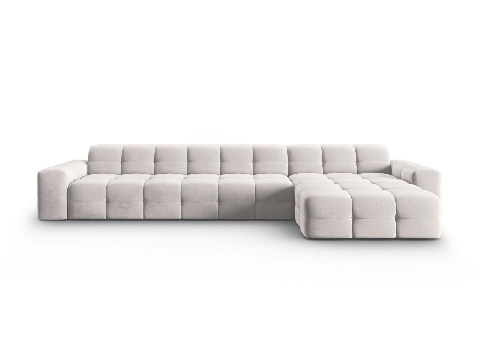 ECKSOFA rechts Kendal aus Samt hellgrau 5 Sitzplätze - Hellgrau, Textil (173/357cm) - Micadoni
