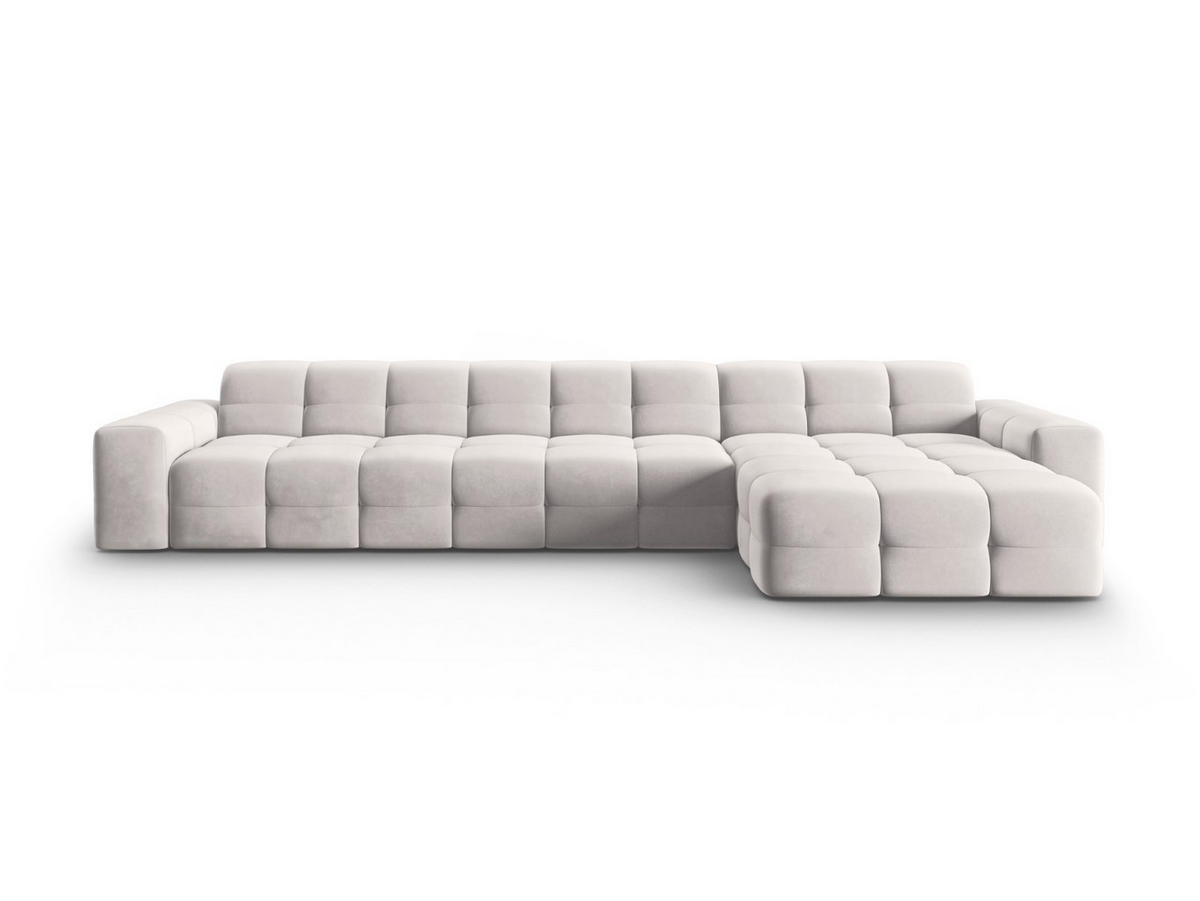 ECKSOFA rechts Kendal aus Samt hellgrau 5 Sitzplätze - Hellgrau, Textil (173/357cm) - Micadoni