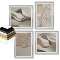 WANDBILDER 4er Set - 50x50 cm & 40x60 cm Silberner Rahmen - Abstrakte Wellen auf dem Sand - Silberfarben, Kunststoff (50/50cm) - ArtPrintCave