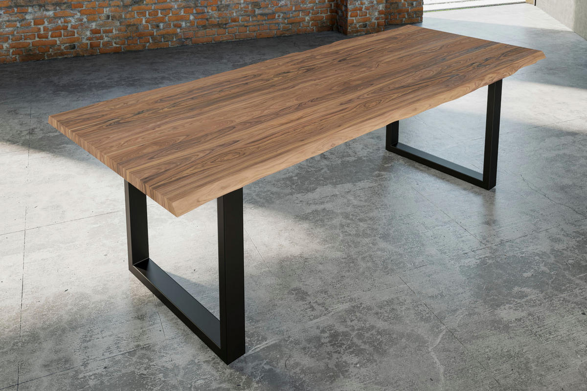 ESSTISCH LAUREN - Beige/Schwarz, Holz/Metall (100/240/77cm) - SAM