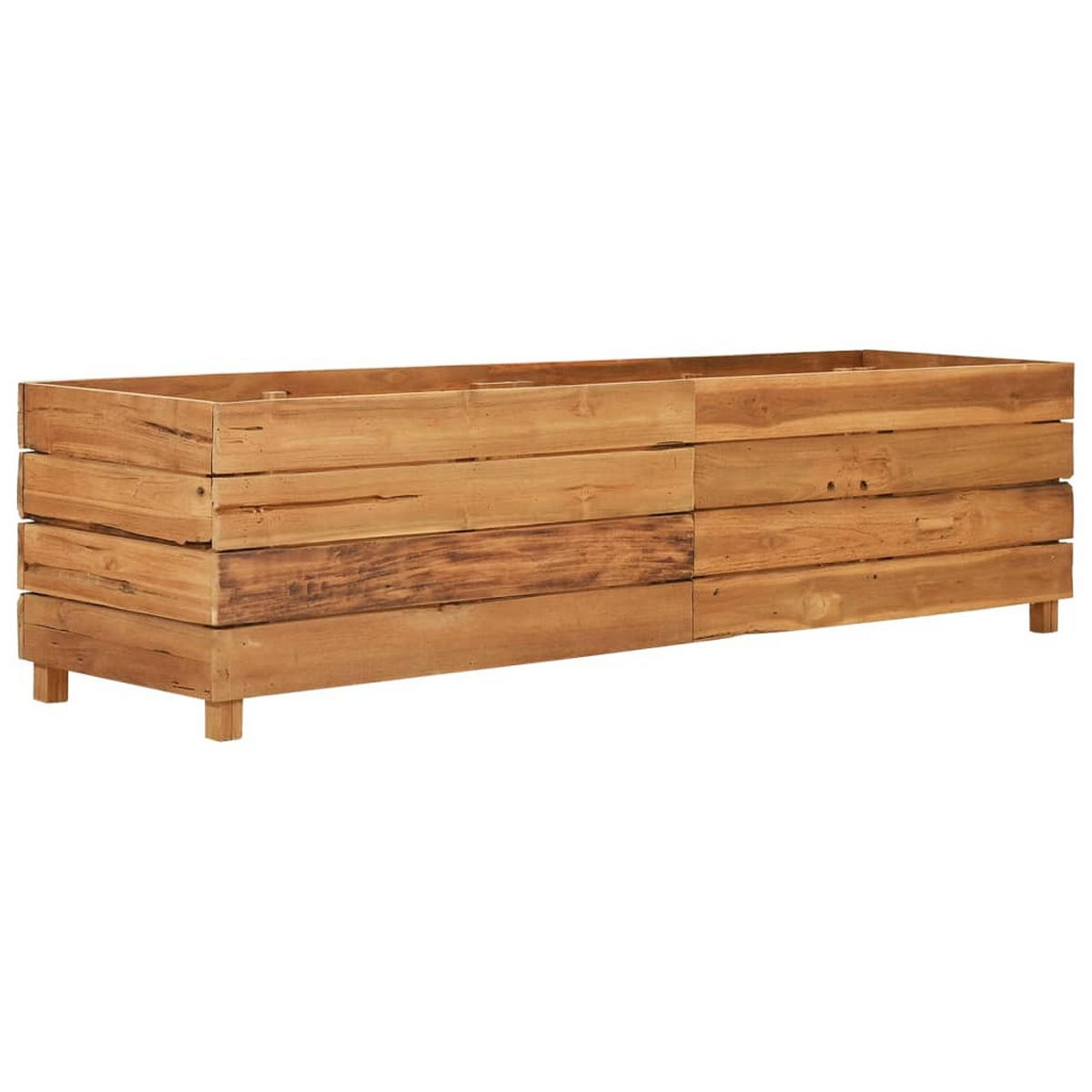 HOCHBEET 150x40x38 cm Teak Altholz und Stahl - Braun, Holz (150/38/40cm) - furnicato